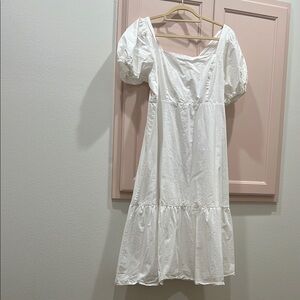 Elegant White Puff Sleeve Dress